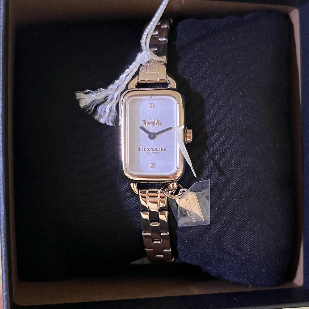 Coach Watch Womens 20mm White Dial Gold Tone Stainless Bracelet Quartz New Box